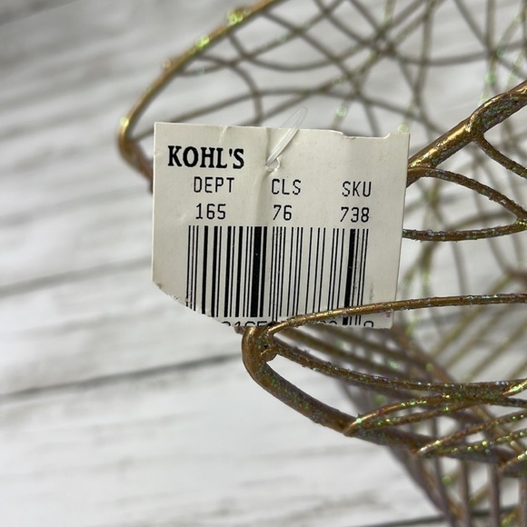 STAR HOLIDAY BASKET GOLD/GREEN GLITTER NWT - Picture 5 of 5